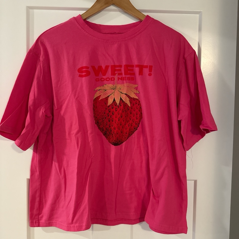 "Sweet!" Pink Strawberry Graphic Tee